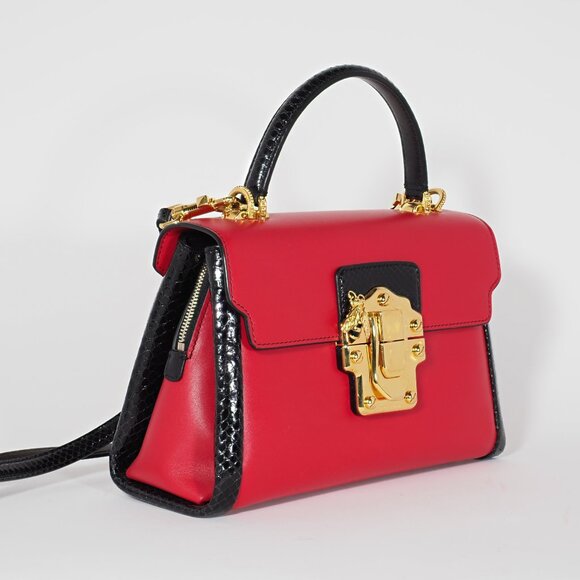 Dolce & Gabbana Red Leather Top Handle Shoulder Bag with Gold Hardware - Picture 8 of 15